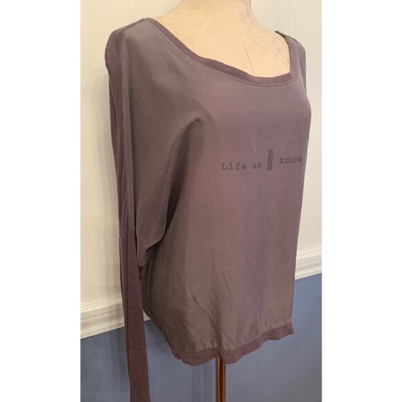 Large Buffalo Jeans Women's Lightweight Silk Sheer "Life as I Know It" Top - Picture 2 of 8